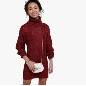 Harper Heritage Long Sleeve Cable Sweater Dress in Maroon Size Medium